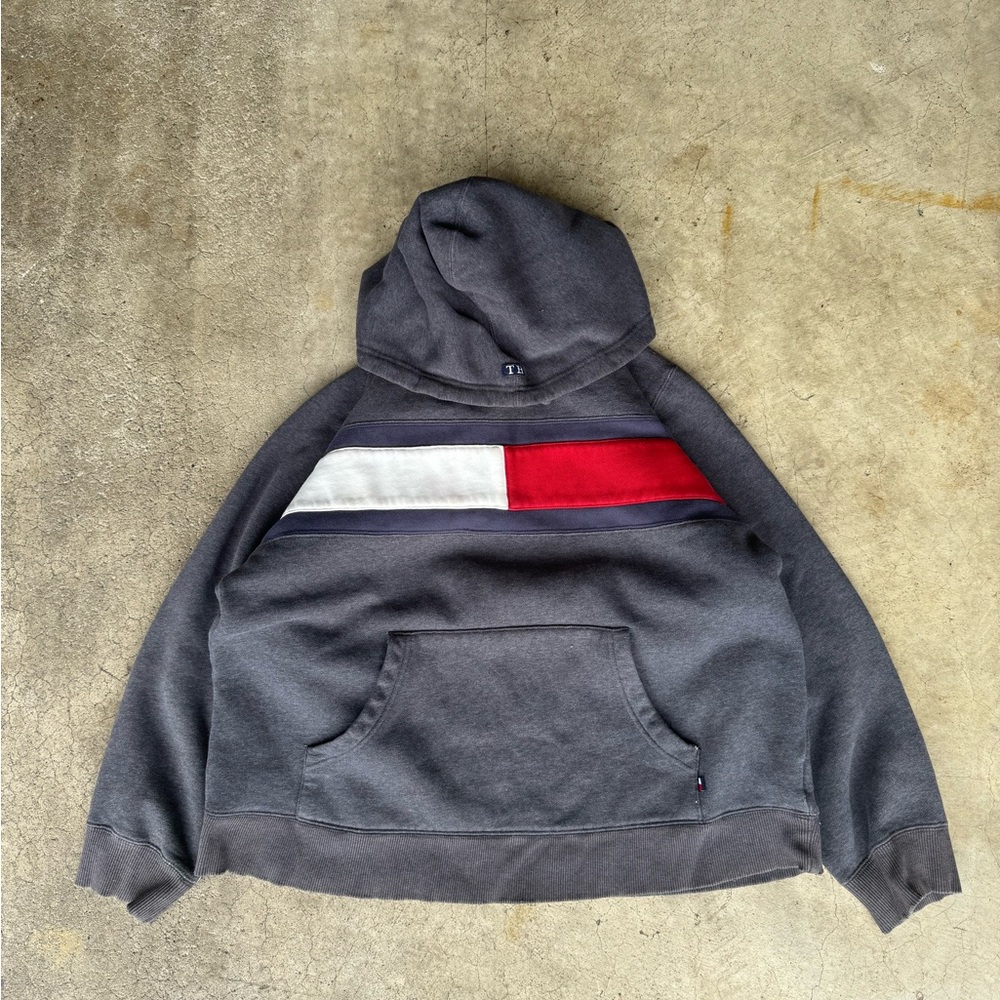Vintage 90’s Tommy Hilfiger Big Flag Logo Hoodie Sweatshirt Size Medium